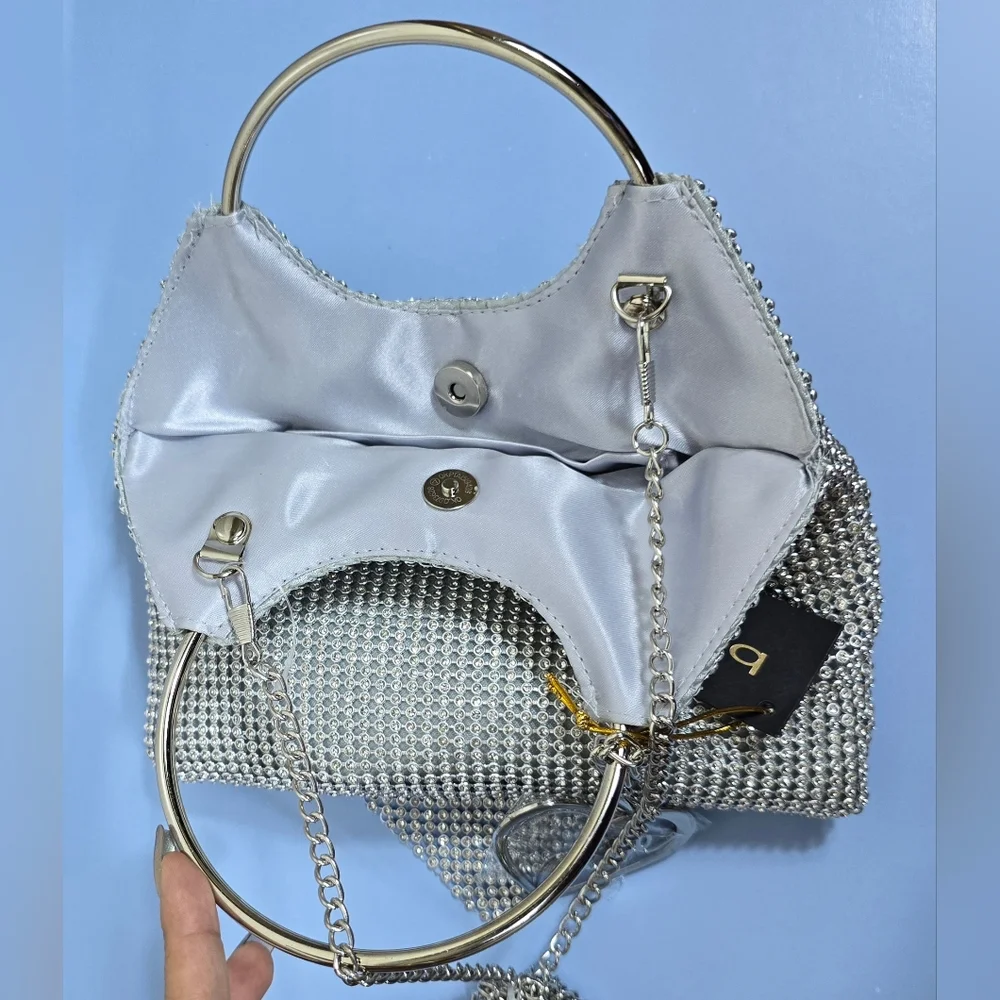 Bebe Silver Rhinestone Handbag - Picture 7 of 10